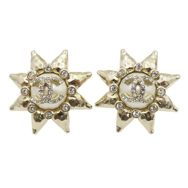 鍍金 珍珠 針式耳環【CHANEL 香奈兒】