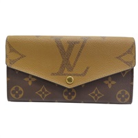 棕色 原花 Reverse Giant 帆布 Sarah 釦式長夾 【LOUIS VUITTON LV 路易威登】 M80726