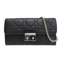 黑色 羊皮 Miss Dior 鍊帶 扣式長夾【DIOR 迪奧】