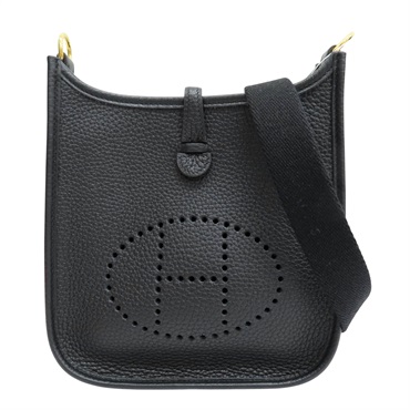 黑色 Taurillon牛皮 Mini Evelyne 肩背包 B刻 金扣【HERMES 愛馬仕】 H069426CC