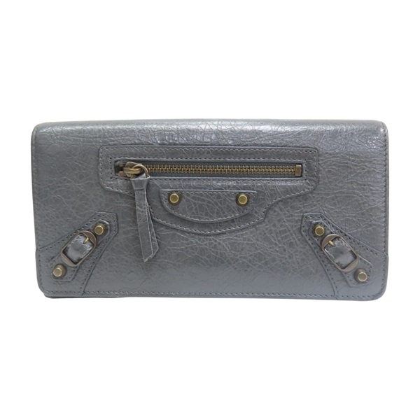 鐵灰色 山羊皮 Classic Money 磁扣式長夾 染色【BALENCIAGA 巴黎世家】 163471