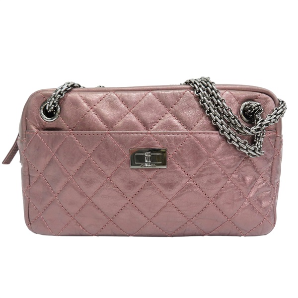 銀粉色 牛皮 Reissue 相機包 肩背包 銀釦【CHANEL 香奈兒】