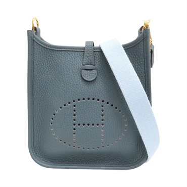 藍灰色 TC牛皮 Mini Evelyne 肩背包 Z刻【HERMES 愛馬仕】 H085945CK