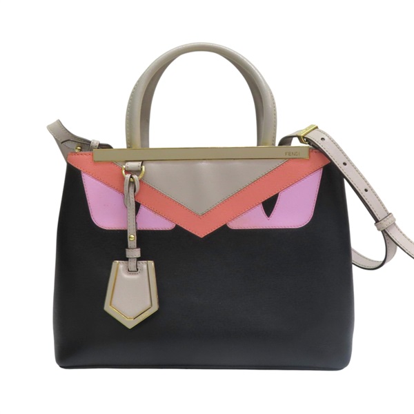 黑/粉/灰色 牛皮 Petit 2Jours Monster 兩用包【FENDI 芬迪】 8BH253 43T