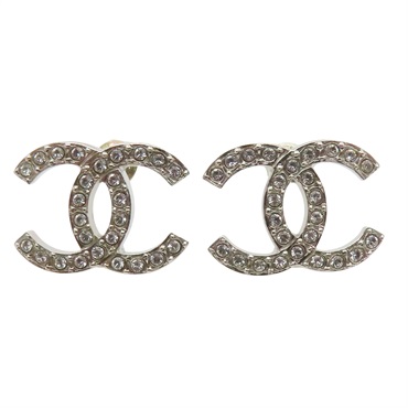 鍍銀 水鑽 針式耳環【CHANEL 香奈兒】