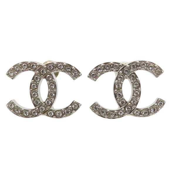 鍍銀 水鑽 針式耳環【CHANEL 香奈兒】
