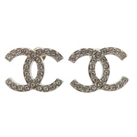 鍍銀 水鑽 針式耳環【CHANEL 香奈兒】