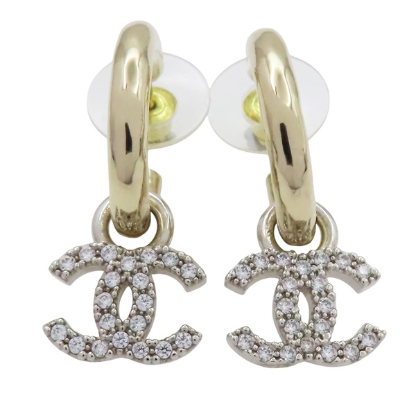 鍍金 水鑽 針式耳環【CHANEL 香奈兒】 AB8289