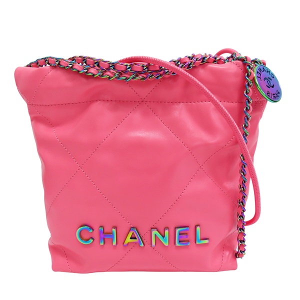 粉色 牛皮 22 mini 鏈帶肩背包【CHANEL 香奈兒】 AS3980