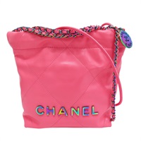 粉色 牛皮 22 mini 鏈帶肩背包【CHANEL 香奈兒】 AS3980