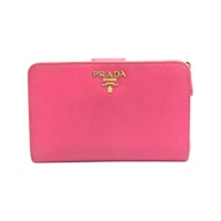 粉色牛皮 扣式 中夾【PRADA 普拉達】