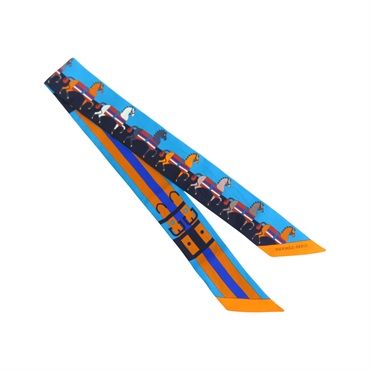 藍色 絲綢 絲巾 Rocabar Twilly【HERMES 愛馬仕】