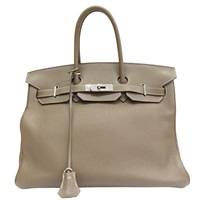 大象灰 TC牛皮 Birkin 35 柏金包 手提包 口I刻 銀扣【HERMES 愛馬仕】 H027767CK