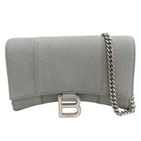 銀色 亮粉 牛皮 Hourglass 鏈帶肩背包【BALENCIAGA 巴黎世家】 656050