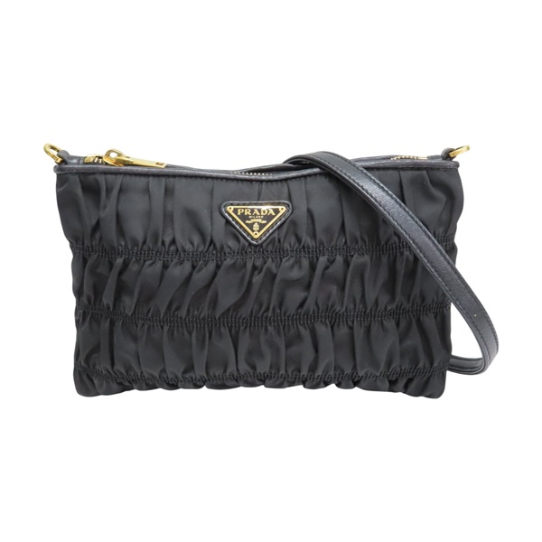 黑色 尼龍 Tessuto Gaufre 肩背包【PRADA 普拉達】 1BH152