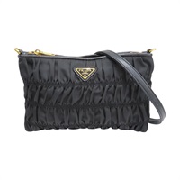 黑色 尼龍 Tessuto Gaufre 肩背包【PRADA 普拉達】 1BH152