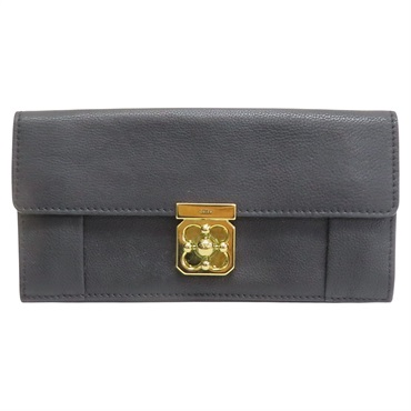 黑色 牛皮 兩折長夾 【Chloe 克羅伊】