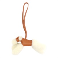 白/棕色 羊羔毛 羊皮 Budy Charm 小狗 吊飾 K刻【HERMES 愛馬仕】