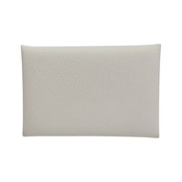 白色 Epsom 牛皮 Calvi 卡夾 名片夾 B刻 銀扣【HERMES 愛馬仕】 H044164CK10