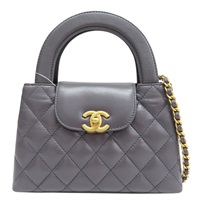 銀灰色 牛皮 Kelly Mini 鏈帶肩背包 金釦【CHANEL 香奈兒】 AS4416