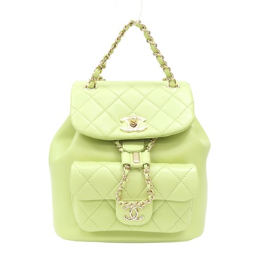 牛油果綠色 菱格紋羊皮 Duma經典雙C 後背包【CHANEL 香奈兒】 AS2908