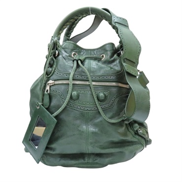 綠色 皮革 Giant Pompon 兩用包【BALENCIAGA 巴黎世家】 204540