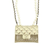 淺金色 鍍金Ting Bag 珍珠 長項鏈【CHANEL 香奈兒】 AB6135