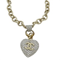 金色金屬 愛心水鑽 項鍊【CHANEL 香奈兒】 AB3729