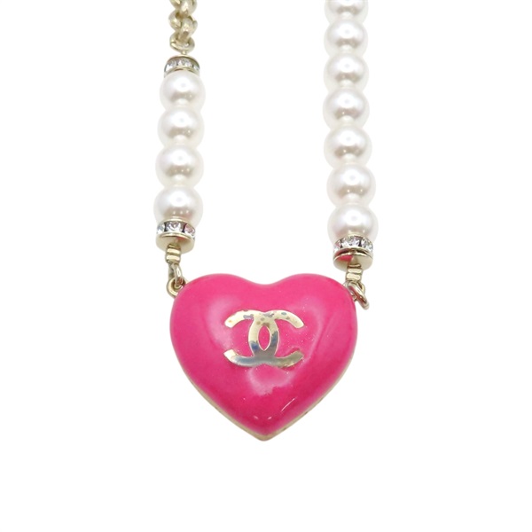 金色 鍍金 珍珠心型 項鏈 ABA391【CHANEL 香奈兒】 ABA391