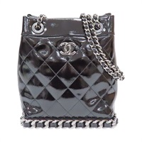 黑色 菱格紋 漆皮 小型水桶包 肩背包 AS5871【CHANEL 香奈兒】 AS5871