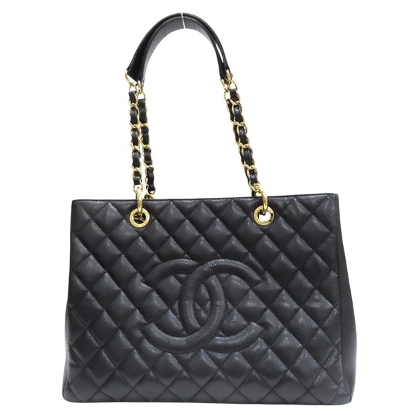 黑色 菱格紋 荔枝牛皮 GST手提包 金釦【CHANEL 香奈兒】 A50995