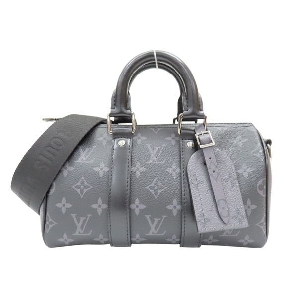 黑色 原花帆布 Keepall Bandouliere 肩背包【LOUIS VUITTON LV 路易威登】 M46271