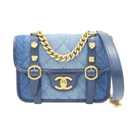 藍色 丹寧 牛仔布 徽章 鏈條包 兩用包【CHANEL 香奈兒】 AS5132