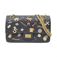 黑色 菱格紋 牛皮 Lucky Charms 2.55 限量徽章包 肩背包【CHANEL 香奈兒】 A37586