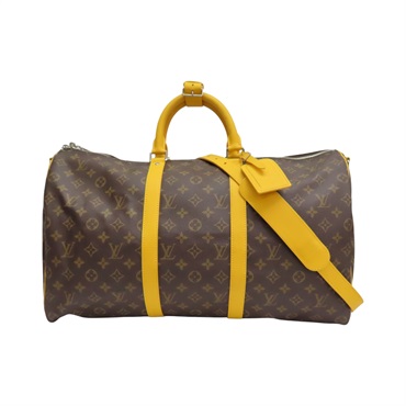 棕色 原花帆布 黃色牛皮 Keepall Bandouliere 50 行李袋 兩用包【LOUIS VUITTON LV 路易威登】 M46771