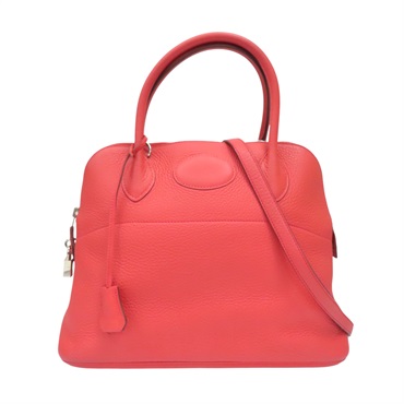 A5 九重葛紅色 TC牛皮 Bolide 31 柏莉包 兩用包 □O刻 銀扣【HERMES 愛馬仕】