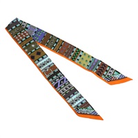 橘色 絲綢 絲巾 Twilly【HERMES 愛馬仕】