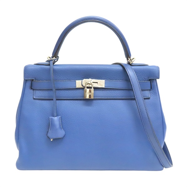 瑪瑙藍 Taurillon牛皮 Kelly 32 凱莉包 兩用包 □J刻 銀釦【HERMES 愛馬仕】