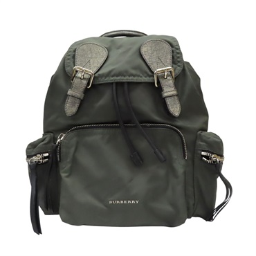綠色尼龍 牛皮 後背包【BURBERRY 巴寶莉】 4059487