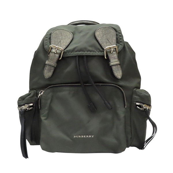 綠色尼龍 牛皮 後背包【BURBERRY 巴寶莉】 4059487