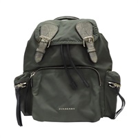 綠色尼龍 牛皮 後背包【BURBERRY 巴寶莉】 4059487