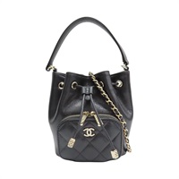 黑色 荔枝紋牛皮 Matelasse 迷你水桶包 肩背包 AP2913【CHANEL 香奈兒】 AP2913