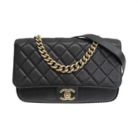 黑色 荔枝紋 牛皮 鉚釘 肩背包【CHANEL 香奈兒】