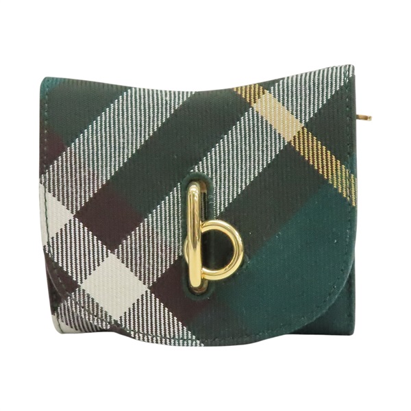 綠色 格紋帆布 三折短夾【BURBERRY 巴寶莉】