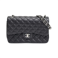 黑色 菱格紋 羊皮 Jumbo 30 鍊帶 肩背包【CHANEL 香奈兒】 A58600