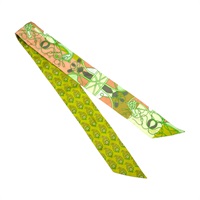 綠色 絲綢 Twilly 絲巾【HERMES 愛馬仕】