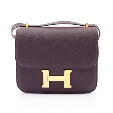 HERMES 愛馬仕 Constance 18 康康包 肩背包 黑加侖紫 Epsom牛皮 D刻 金扣 H083905CC