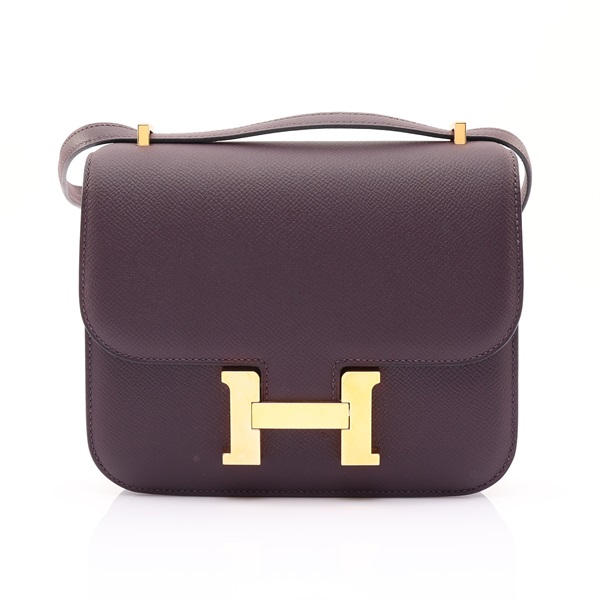 HERMES 愛馬仕 Constance 18 康康包 肩背包 黑加侖紫 Epsom牛皮 D刻 金扣 H083905CC