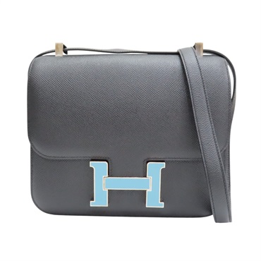 黑色 Epsom牛皮 Constance 24 康康包 肩背包 X刻 銀扣【HERMES 愛馬仕】