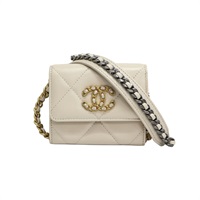 米色羊皮 19 鍊條 肩背包 AP1787【CHANEL 香奈兒】 AP1787